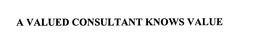 A VALUED CONSULTANT KNOWS VALUE trademark