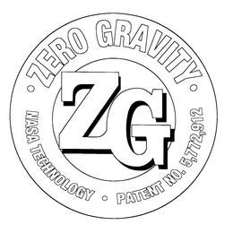 ZG ZERO GRAVITY NASA TECHNOLOGY PATENT NO. 5,772,912 trademark
