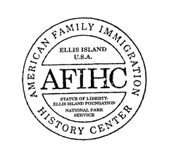 AFIHC AMERICAN FAMILY IMMIGRATION HISTORY CENTER ELLIS ISLAND U.S.A. STATUE OF LIBERTY- ELLIS ISLAND FOUNDATION NATIONAL PARK SERVICE trademark