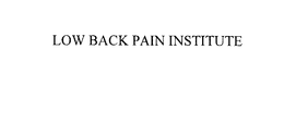 LOW BACK PAIN INSTITUTE trademark