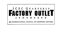 ICSC QUARTERLY FACTORY OUTLET I.N.D.E.XINTERNATIONAL COUNCIL OF SHOPPING CENTERS trademark