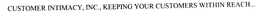 CUSTOMER INTIMACY, INC., KEEPING YOUR CUSTOMERS WITHIN REACH... trademark