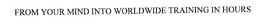 FROM YOUR MIND INTO WORLDWIDE TRAINING IN HOURS trademark