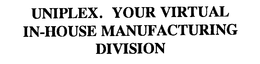 UNIPLEX. YOUR VIRTUAL IN-HOUSE MANUFACTURING DIVISION trademark