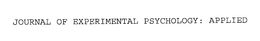 JOURNAL OF EXPERIMENTAL PSYCHOLOGY: APPLIED trademark