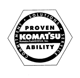COMMITMENT SOLUTIONS SERVICE PROVEN ABILITY KOMATSU FORKLIFT U.S.A., INC. trademark