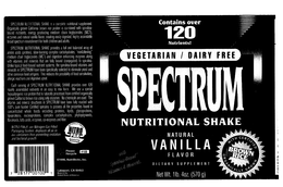 SPECTRUM NUTRITIONAL SHAKE trademark