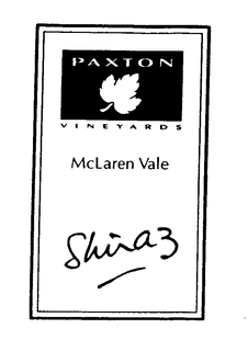 PAXTON VINEYARDS MCLAREN VALE SHIRAZ trademark