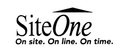 SITEONE ON SITE. ON LINE. ON TIME. trademark