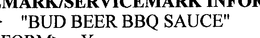 "BUD BEER BBQ SAUCE" trademark