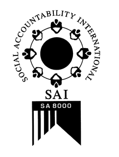 SOCIAL ACCOUNTABILITY INTERNATIONAL SAISA 8000 trademark