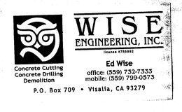 WISE ENGINEERING, INC. CONCRETE CUTTING CONCRETE DRILLING DEMOLITION trademark