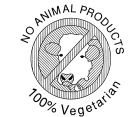 NO ANIMAL PRODUCTS 100% VEGETARIAN trademark
