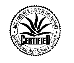 CERTIFIED ALOE CONTENT & PURITY IN THISPRODUCT INTERNATIONAL ALOE SCIENCE COUNCIL trademark