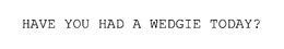 HAVE YOU HAD A WEDGIE TODAY? trademark