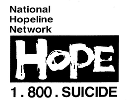 NATIONAL HOPELINE NETWORK HOPE 1.800.SUICIDE trademark
