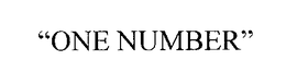 "ONE NUMBER" trademark