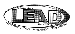 SIGMA NU'S LEAD PROGRAM LEADERSHIP. ETHICS. ACHIEVEMENT. DEVELOPMENT trademark