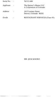 MR. QUIZ KNOWZ trademark