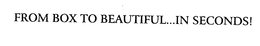 FROM BOX TO BEAUTIFUL...IN SECONDS! trademark