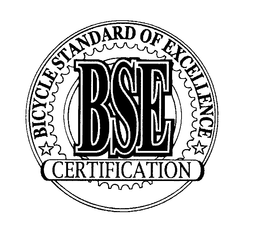 BSE BICYCLE STANDARD OF EXCELLENCE CERTIFICATION trademark