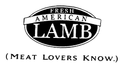 FRESH AMERICAN LAMB (MEAT LOVERS KNOW.) trademark
