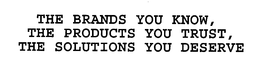 THE BRANDS YOU KNOW, THE PRODUCTS YOU TRUST, THE SOLUTIONS YOU DESERVE trademark