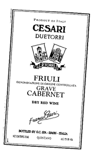 CESARI DUETORRI FRIULI GRAVE CABERNET FRANCO CESARI trademark