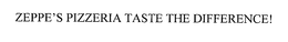 ZEPPE'S PIZZERIA TASTE THE DIFFERENCE! trademark