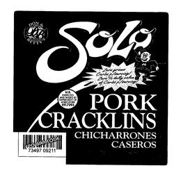 SOLO PORK CRACKLINS CHICHARRONES CASEROS trademark