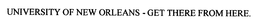 UNIVERSITY OF NEW ORLEANS - GET THERE FROM HERE. trademark