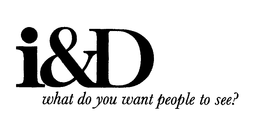 I&D WHAT DO YOU WANT PEOPLE TO SEE? trademark