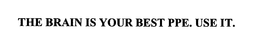 THE BRAIN IS YOUR BEST PPE. USE IT. trademark