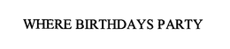 WHERE BIRTHDAYS PARTY trademark