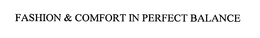 FASHION & COMFORT IN PERFECT BALANCE trademark