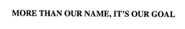 MORE THAN OUR NAME, IT'S OUR GOAL trademark