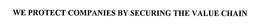 WE PROTECT COMPANIES BY SECURING THE VALUE CHAIN trademark
