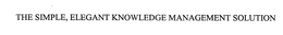 THE SIMPLE, ELEGANT KNOWLEDGE MANAGEMENT SOLUTION trademark