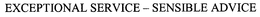 EXCEPTIONAL SERVICE - SENSIBLE ADVICE trademark