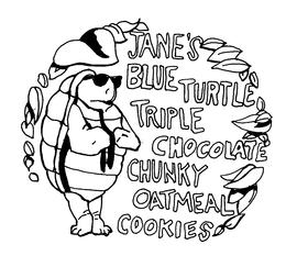 JANE'S BLUE TURTLE TRIPLE CHOCOLATE CHUNKY OATMEAL COOKIES trademark