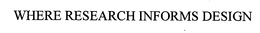 WHERE RESEARCH INFORMS DESIGN trademark