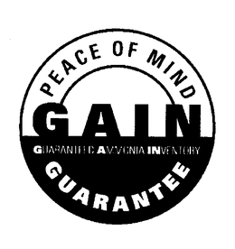 PEACE OF MIND GAIN GUARANTEED AMMONIA INVENTORY GUARANTEE trademark