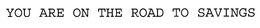 YOU ARE ON THE ROAD TO SAVINGS trademark