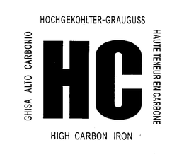 HC GHISA ALTO CARBONIO HOCHGEKOHLTER-GRAUGUSS HAUTE TENEUR EN CARBONE HIGH CARBON IRON trademark