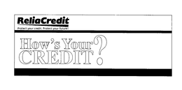 RELIACREDIT PROTECT YOUR CREDIT. PROTECT YOUR FUTURE! HOW'S YOUR CREDIT? trademark
