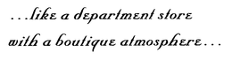 ...LIKE A DEPARTMENT STORE WITH A BOUTIQUE ATMOSPHERE... trademark