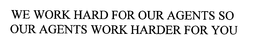 WE WORK HARD FOR OUR AGENTS SO OUR AGENTS WORK HARDER FOR YOU trademark