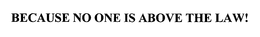 BECAUSE NO ONE IS ABOVE THE LAW! trademark