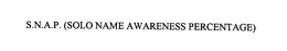S.N.A.P. (SOLO NAME AWARENESS PERCENTAGE) trademark