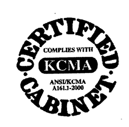 CERTIFIED CABINET COMPLIES WITH KCMA ANSI/KCMA A161J-2000 trademark